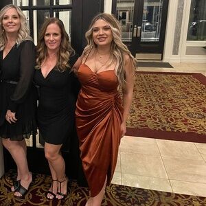 [Shero] Satin Bustier Copper Rust Color Midi Dress